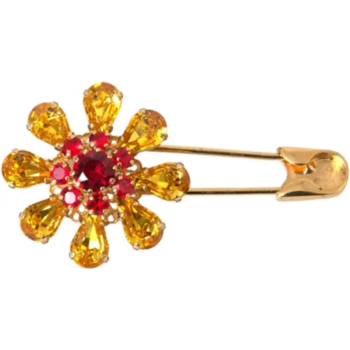 Blumen Kristall Schmuck Brosche Pin , Damen, Größe: ONE Size - Dolce & Gabbana - Modalova