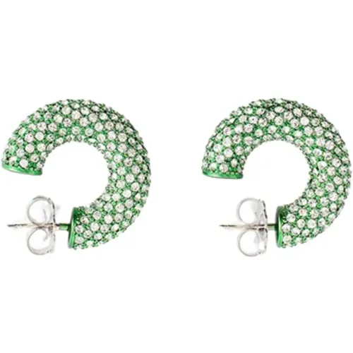 Grüne Hoop-Ohrringe , Damen, Größe: ONE Size - Amina Muaddi - Modalova