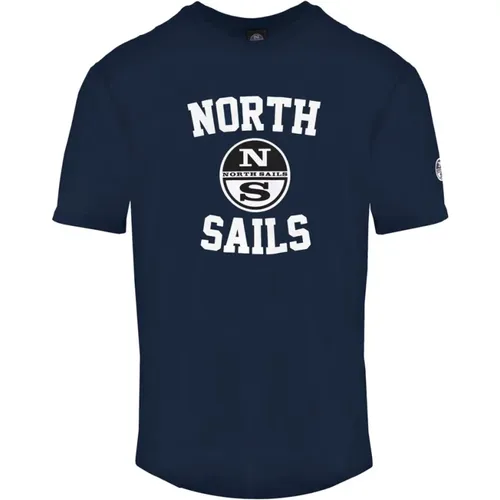 Rundhals T-Shirt in einfarbigem Design , Herren, Größe: XL - North Sails - Modalova