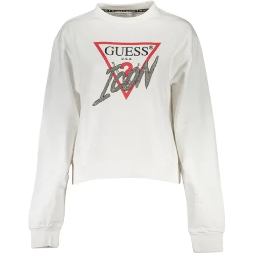 Cotton Sweater with Rhinestone Logo Print , female, Sizes: XL - Guess - Modalova