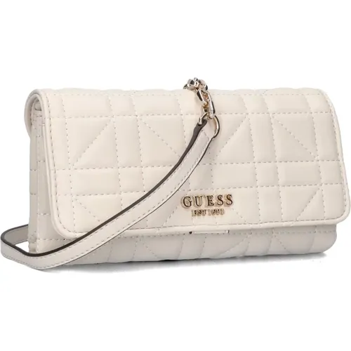 Weiße Crossbody Flap Organizer Schultertasche , Damen, Größe: ONE Size - Guess - Modalova