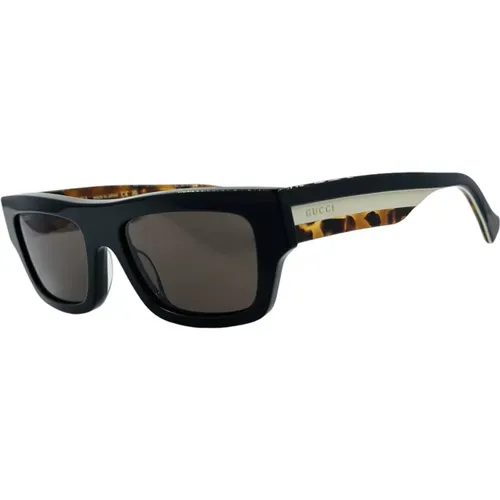 Schwarze Acetat Tricolor Sonnenbrille,Havana/Green Sunglasses - Gucci - Modalova