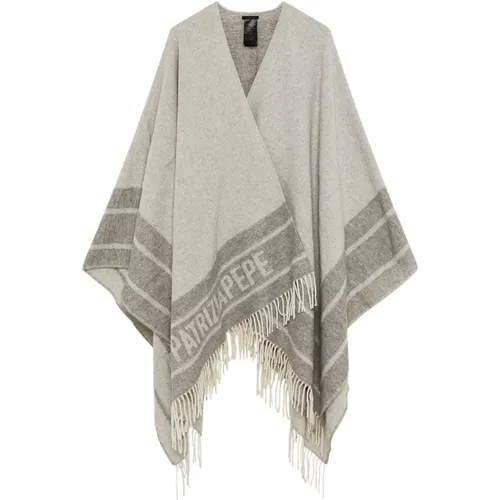 Poncho mit Fransen und doppelseitigem Design - PATRIZIA PEPE - Modalova