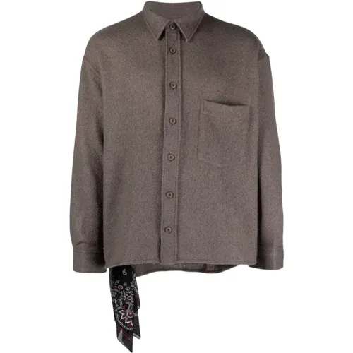 Graues Hemd aus Wollmischung mit Schal-Detail - Destin - Modalova