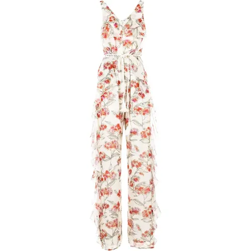 Blumiger Jumpsuit für Frauen - Weiß , Damen, Größe: M - PATRIZIA PEPE - Modalova