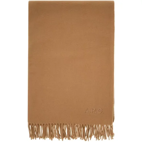 Embroidered Wool Scarf with Logo Detail , male, Sizes: ONE SIZE - A.p.c. - Modalova