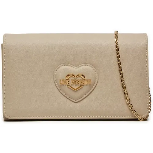 Heart Clutch Bag with Gold Logo , female, Sizes: ONE SIZE - Love Moschino - Modalova