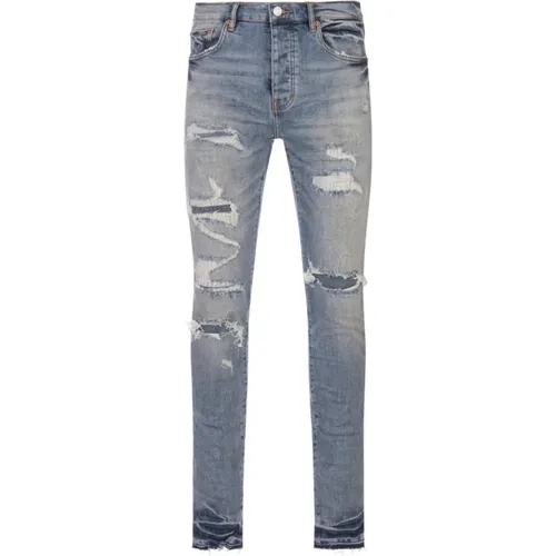 Indigo Skinny Jeans with Distinctive Badge , male, Sizes: W36 - Purple Brand - Modalova