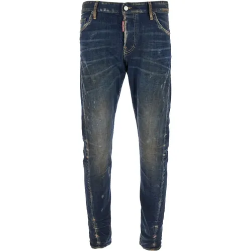 Blaue Ripped Jeans Regular Fit , Herren, Größe: S - Dsquared2 - Modalova