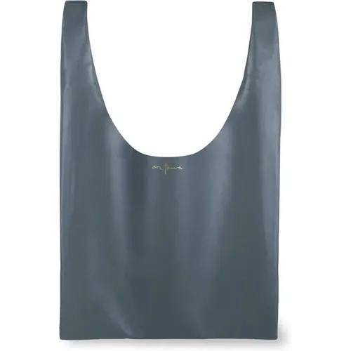 Kleine Leder Shopper Tasche in Anthrazitgrau , Damen, Größe: ONE Size - Cortana - Modalova