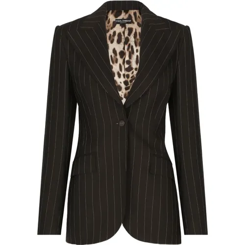 Striped Button Blazer , female, Sizes: S, L, XS - Dolce & Gabbana - Modalova
