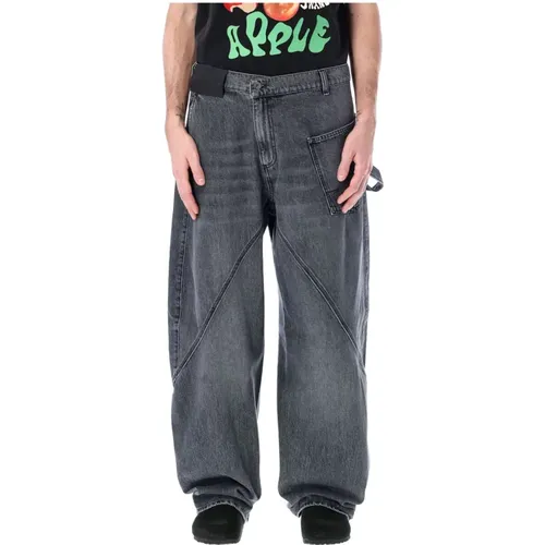Grey Twisted Workwear Denim Pants , male, Sizes: W32, W30, W31, W33 - JW Anderson - Modalova