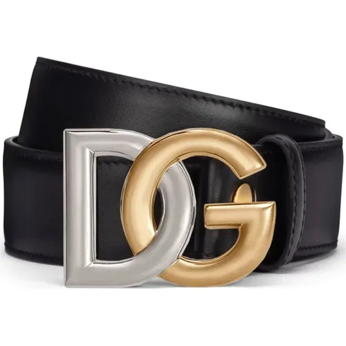 Logo-Buckle Leather Belt , male, Sizes: 105 CM, 100 CM, 90 CM - Dolce & Gabbana - Modalova