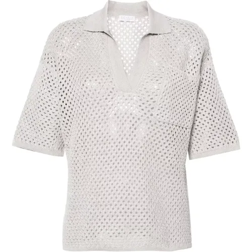 Beige T-Shirts & Polos for Women , female, Sizes: M, S, XS - BRUNELLO CUCINELLI - Modalova