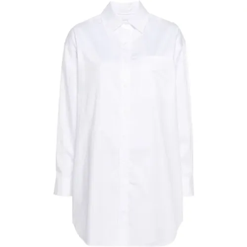 Weiße Baumwoll-Popeline-Hemd , Damen, Größe: 2XS - Calvin Klein - Modalova