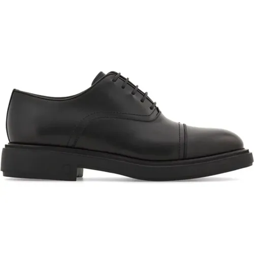 Leather Lace-Up Flat Shoes , male, Sizes: 6 1/2 UK, 6 UK, 9 UK, 8 UK, 5 1/2 UK, 7 UK, 7 1/2 UK, 5 UK - Salvatore Ferragamo - Modalova