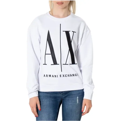 Weißer Print Sweatshirt Frühling/Sommer Damen , Damen, Größe: L - Armani Exchange - Modalova