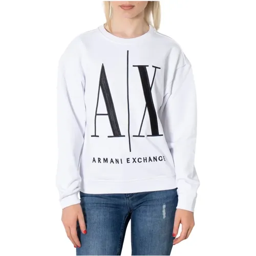 Weißer Print Sweatshirt Frühling/Sommer Damen , Damen, Größe: XL - Armani Exchange - Modalova