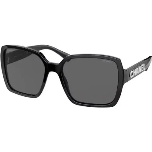 Schwarze Rahmen Sonnenbrille , Herren, Größe: 56 MM - Chanel - Modalova