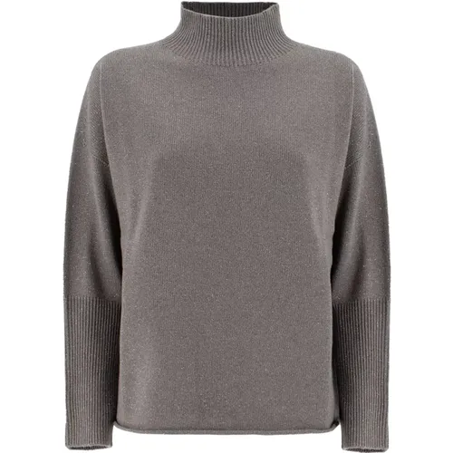 Women`s Clothing Turtleneck Taupe/grey Lx Aw23 , female, Sizes: L - Le Tricot Perugia - Modalova