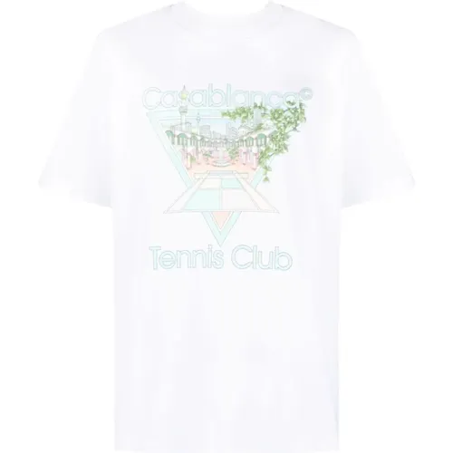 Pastelle Print Tennis Club T-Shirt , male, Sizes: L, S, 2XL, XL - Casablanca - Modalova