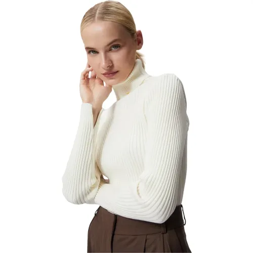 Gerippter Rollkragenpullover , Damen, Größe: Xs/S - Bizuu - Modalova