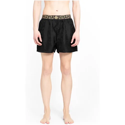 Schwarze Barocco Print Pyjama Shorts , Herren, Größe: M - Versace - Modalova