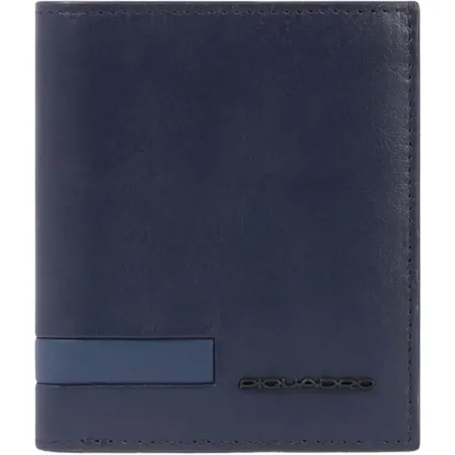 Blaue Leder Vertikale Brieftasche , Herren, Größe: ONE Size - Piquadro - Modalova
