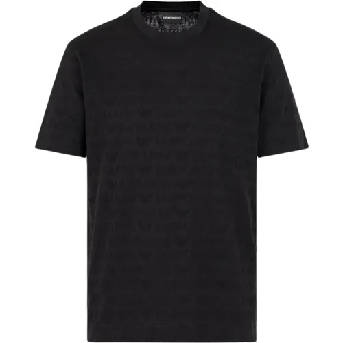 Jacquard Knit T-shirt with Logo , male, Sizes: L, XL, M, S - Emporio Armani - Modalova