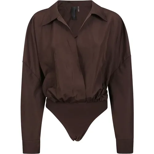 Chocolate Oversized Bodysuit Shirt , female, Sizes: XS - Norma Kamali - Modalova