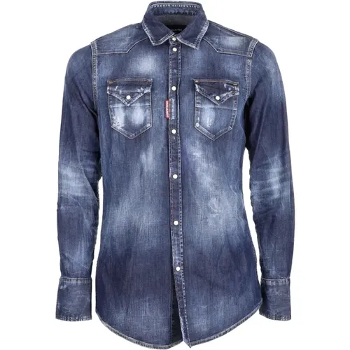 Distressed Denim Shirt , male, Sizes: 2XL, XS, M, S - Dsquared2 - Modalova