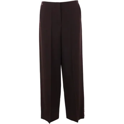 Straight Leg Wool Trousers in Aubergine , female, Sizes: S - Fendi - Modalova