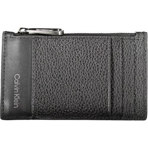 Schwarzes Lederportemonnaie mit Kartenhalter und Reißverschluss , unisex, Größe: ONE Size - Calvin Klein - Modalova