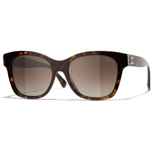 Square Sunglasses in Havana Color , female, Sizes: 54 MM - Chanel - Modalova
