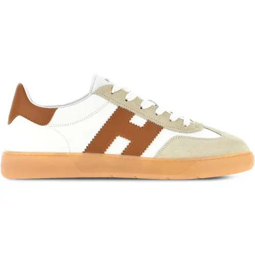 White Leather Sneakers with Suede Inserts , male, Sizes: 10 UK, 11 UK, 5 1/2 UK, 7 1/2 UK, 8 1/2 UK, 6 1/2 UK, 7 UK, 9 1/2 UK, 5 UK, 9 UK, 8 UK, 6 UK - Hogan - Modalova