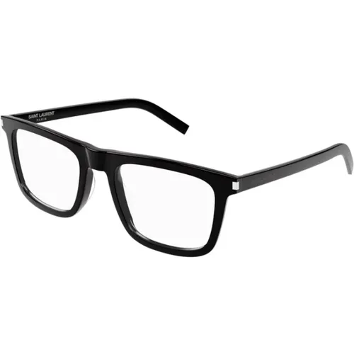 Schwarze Schlanke Optische Brille , Herren, Größe: 52 MM - Saint Laurent - Modalova