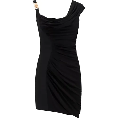 Viscose Draped Dress with Asymmetric Bottom , female, Sizes: XS - Versace - Modalova