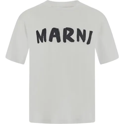 T-Shirt,Weißes T-Shirt mit Logo-Print - Marni - Modalova