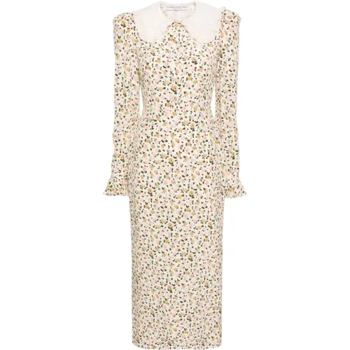 Flower Print Silk Long Dress , female, Sizes: 2XS - Alessandra Rich - Modalova