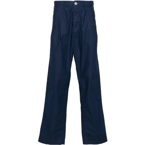 Navy Tapered Cotton Trousers , male, Sizes: W32, W31, W34, W33, W36 - Stone Island - Modalova