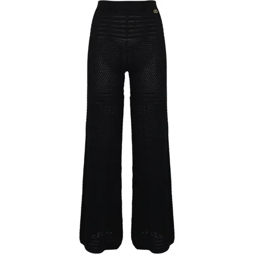 Crochet Knit Straight Leg Pants , female, Sizes: S, M - Twinset - Modalova