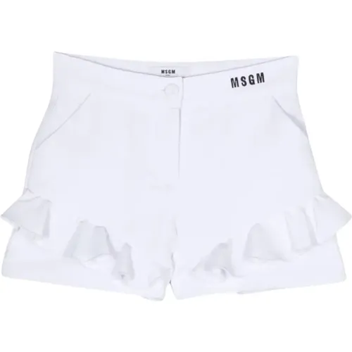 Weiße Kinder-Shorts mit Rouches-Detail - MSGM - Modalova