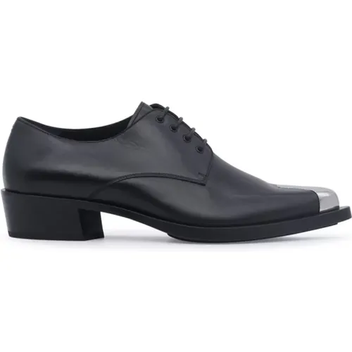 Leather Pointed Toe Derby Shoes with Metal Toe Cap , male, Sizes: 10 UK - alexander mcqueen - Modalova