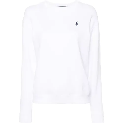 Weiße Pullover Rundhalsausschnitt Langarm , Damen, Größe: XS - Polo Ralph Lauren - Modalova