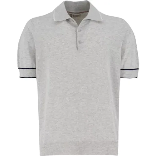 Sophisticated Ribbed Cotton Polo Shirt , male, Sizes: L - BRUNELLO CUCINELLI - Modalova