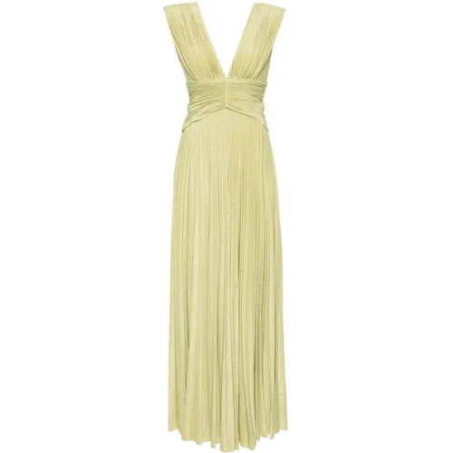 Goldenes Drapiertes Kleid mit Lurex-Details , Damen, Größe: S - Elisabetta Franchi - Modalova