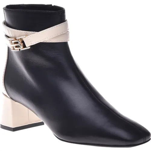 Ankle boots in vanilla and black leather , Damen, Größe: 40 EU - Baldinini - Modalova