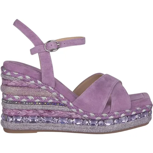 Rhinestone Wedge Sandal , female, Sizes: 4 UK, 7 UK, 6 UK, 5 UK - Alma en Pena - Modalova