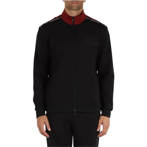 Contrast Zip Viscose Sweater , male, Sizes: M, 2XL, 3XL, XL, L - Emporio Armani EA7 - Modalova