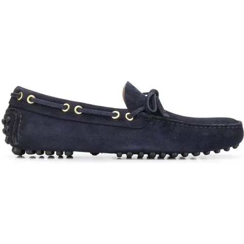 Ink-Blaue Wildleder Loafers mit Kieselsohle , Herren, Größe: 40 EU - Car Shoe - Modalova